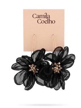 NWT ⚜️🖤⚜️ Camila Coelho Fabric Flower Statement Drop Earrings